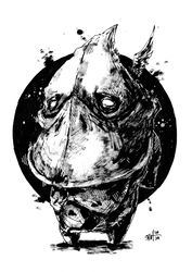 Mr. Duck ink. Zombie painting original art, Horror Dark art creepy Contemporary Outsider Art. Acrylic, paper