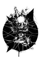 Mr. Malcipalcik ink. Zombie painting original art, Horror Dark art creepy Contemporary Outsider Art. Acrylic, paper