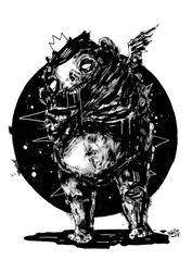 Mr. Puziaka ink. Zombie painting original art, Horror Dark art creepy Contemporary Outsider Art. Acrylic, paper
