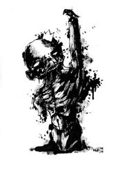 Mr. Black bird ink. Zombie painting original art, Horror Dark art creepy Contemporary Outsider Art. Acrylic, paper