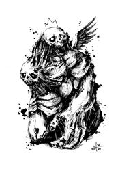 Mr. Dvachela ink. Zombie painting original art, Horror Dark art creepy Contemporary Outsider Art. Acrylic, paper