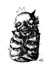 Mr. Triglaza ink. Zombie painting original art, Horror Dark art creepy Contemporary Outsider Art. Acrylic, paper