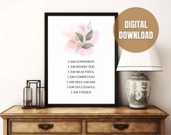 Self-Love Affirmation Printable Wall Art, Self-Care Printable Art, Positive Quotes Printable Gift, Digital Download
