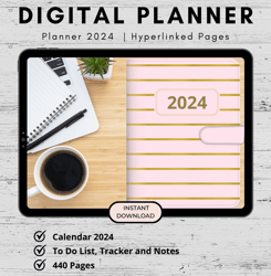 2024 Digital Planner – 2024 Daily, Weekly & Monthly Planner | Hyperlinked Digital Planner | GoodNotes Planner | iPad Pla