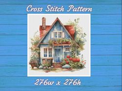 Cottage - Cross Stitch Pattern - PDF Counted House Village - Fabulous Fantastic Magical Little House in Garden - House