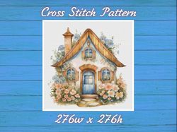 House Village - Cross Stitch Pattern - PDF Counted House in Garden - Fabulous Fantastic Magical Little Cottage - House