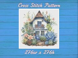 Cottage in Flowers Cross Stitch Pattern PDF Counted House Village - Fabulous Fantastic Magical House in Garden 744 276