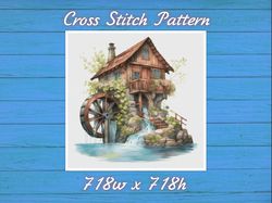 House with a Mill Cross Stitch Pattern PDF Counted The House by the River - Fabulous Fantastic Magical 779 718