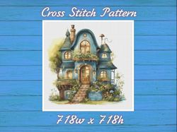 Cottage Cross Stitch Pattern PDF Counted House Village - Fabulous Fantastic Magical Little House in Garden 716 718