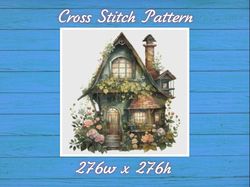 Cottage Cross Stitch Pattern PDF Counted House Village - Fabulous Fantastic Magical Little House in Garden 818 276