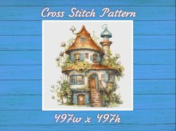 Cottage Cross Stitch Pattern PDF Counted House Village 721 497