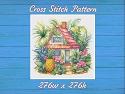 Cottage in Flowers Cross Stitch Pattern PDF Counted House Village 777 276