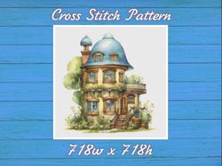 Cottage in Flowers Cross Stitch Pattern PDF Counted House Village 713 718