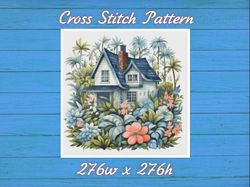 Cottage in Flowers Cross Stitch Pattern PDF Counted House Village 749 276
