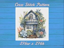 Cottage in Flowers Cross Stitch Pattern PDF Counted House Village 743 276