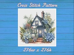 Cottage in Flowers Cross Stitch Pattern PDF Counted House Village 760 276