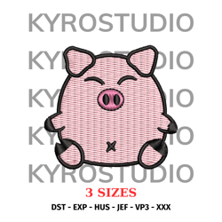Cute Pig Embroidery Design, Anime Embroidery Design, Chibi Embroidery Design, Cute Embroidery Design