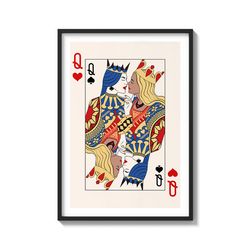 Queenly Love: A Romantic Twist on Hearts and Spades Lesbian Love Art on Matte Paper Art Print