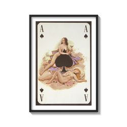 Sapphic Serenade: Spades of Love Vintage play card illustration on Matte cotton FineArt paper