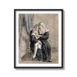 "Immoral Bliss" Naughty Gay Lesbian Lovers Nuns on Matte Paper Art Print