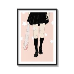 "Playing Pretty. Run It Out" Girl power grunge room decor anime poster on Matte Paper Art Print