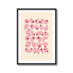 Alphabet of boobs Queer artwork on Matte Paper Art Print