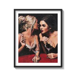 Two Young Girls Obscene proposal Lesbian Couple Gifts on Matte Paper Print