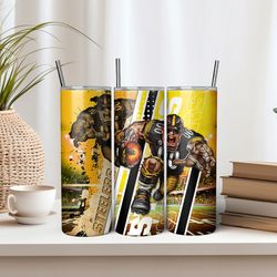 3D Inflated Pittsburgh Steelers Tumbler Png, 3D Inflated Football Team 20 oz Tumbler Wrap PNG
