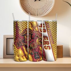 3D Inflated Football Team 20 oz Tumbler Wrap PNG, 3D Inflated San Francisco 49ers Tumbler Png