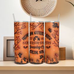 3D Inflated Witches Halloween Tumbler Wrap, Witch Brewing Co Tumbler Design