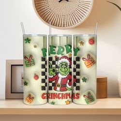 Merry Grinchmas Tumbler wrap, Christmas Tumbler PNG, 20oz Skinny Tumbler, Sublimation