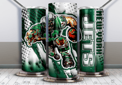 New York Jets 3D Inflated 20oz PNG, 3D Inflated New York Jets Tumbler Png, Football Tumbler Wrap PNG