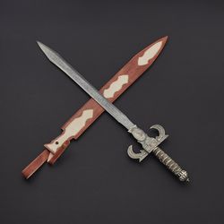 MAHRANI SWORD custom handmade Damascus craft sword forged sword  with leather sheath