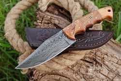 TMBrands Damascus Hunting Knife - Handmade Knife - Hand Forged Fixed Blade Knife, Camping Knife & Beautiful Knives - Hun