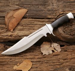 Custom Handmade D2 Steel Hunting Bowie Knife with Leather Sheath