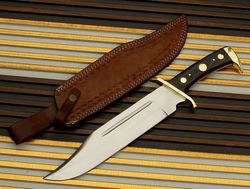Beautiful Handmade D2 Steel Rambo outdoor Bowie knife with Pakka wood handle with leather sheath