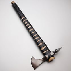 HARALD custom handmade Damascus axe with leather sheath