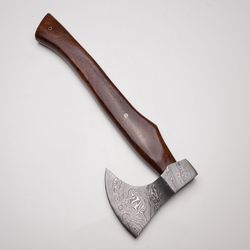 RUNE custom handmade Damascus axe  with leather sheath