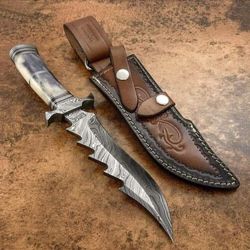 HK-022 Damascus Hunting Knife WITH LEATHER SHEATH