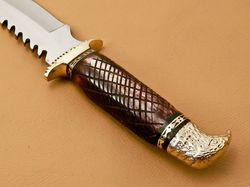 EXQUISITE CUSTOM HANDMADE STAINLESS STEEL TRACKER KNIFE WITH HORN HANDLE