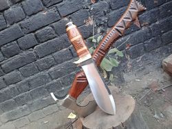 Hand forged new carbon steel Viking outdoor new Bearded Hatchet Spike Axe with forged Carbon steel dagger Knife awesome