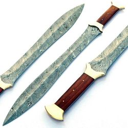 THE GLADIATOR Damascus Sword with leather sheath