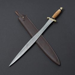 EGKH-Custom Handmade Damascus Steel Neddle Point Battle Ready Viking Style Sword-beautiful Viking swords-