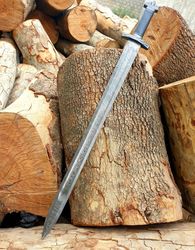 Custom Handmade Damascus Steel North Man Sword 37" Comes With Lather Sheath