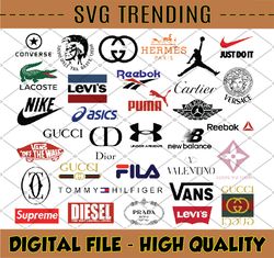 Logo Brand Bundle Brand logo svg, Fashion brand svg, fashion svg, logo bundle svg, under armour svg, levi's svg, versace