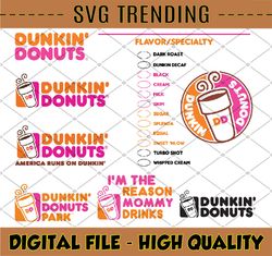 Dunkin' Donuts bundle svg, Dunkin' Donuts Coffee Cup Inspired - SVG, PNG, JPG - Ready To Use, Instant Download, Silhouet