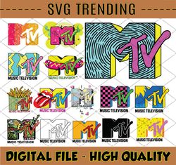 MTV Bundle SVG, PNG Cricut Ready, Cut Files, Digital Vector File | 15 Designs Retro MTV, Music Television, 80's, 90's tv