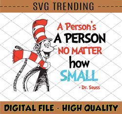 A person's no matter how small Dr. Seuss svg Cat in hat svg Dr Seuss svg Sayings Quotes Read across America svg, dxf, cl