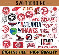 31 Files Atlanta Hawks, Cut File, Hawks, Atlanta svg, Hawks svg, basketball svg, Cut File, NBA svg, NBA svg, Basketball