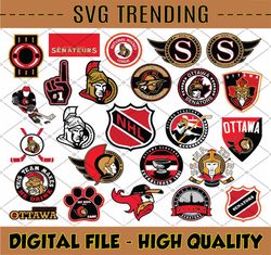 25 Files Ottawa Senators Bundle svg, Ottawa svg, Senators Svg, NHL svg, NHL svg, hockey Logo Svg Files Cut files, hockey